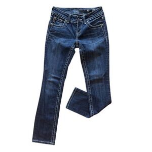 MISS ME Low Rise Straight Jeans Sz 25 ✨ Bling Flap Pockets Western